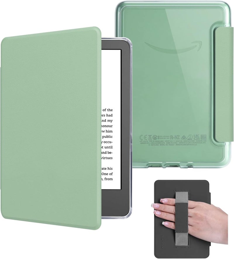 HOICHOE حافظة لكتاب كيندل 6 بوصة 2024/2022 (الجيل 11)، غلاف من جلد PU خفيف وظهر صلب شفاف مع حزام يد، وضعية النوم/الاستيقاظ التلقائية، أخضر ماتشا - Image 1